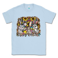 Dusty Blue Happy Easter Classic Tee - CowhideDigitalArt