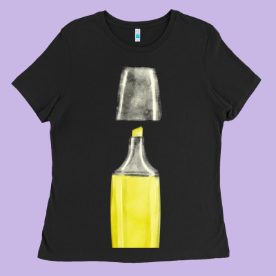 Yellow Highlighter Pen Fa Element Ladies Tee Designed By Fadigitalartstudio