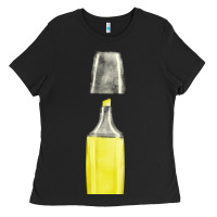 Black yellow highlighter pen fa element Ladies Tee - FaDigitalArtStudio