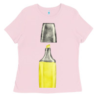 Bubblegum Pink yellow highlighter pen fa element Ladies Tee - FaDigitalArtStudio