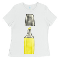 White yellow highlighter pen fa element Ladies Tee - FaDigitalArtStudio