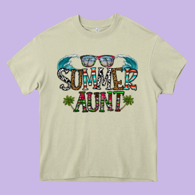 Summer Aunt Heavy Core Tee Designed By Cowhidedigitalart