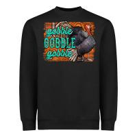 Black Thanksgiving Turkey Gobble Gobble Heavyweight Sweatshirt - NancyCooperArtShop
