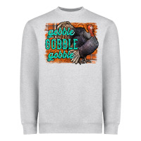 Heather Grey Thanksgiving Turkey Gobble Gobble Heavyweight Sweatshirt - NancyCooperArtShop