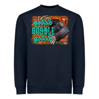 Navy Thanksgiving Turkey Gobble Gobble Heavyweight Sweatshirt - NancyCooperArtShop