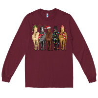 Burgundy horses with christmas Long Sleeve Tee - MaliasSmallBusiness