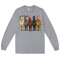 Heather Grey horses with christmas Long Sleeve Tee - MaliasSmallBusiness