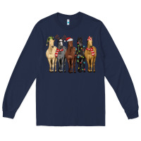 Navy horses with christmas Long Sleeve Tee - MaliasSmallBusiness