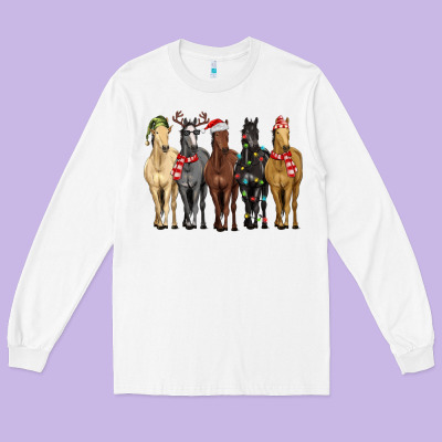 Horses With Christmas Long Sleeve Tee Designed By Maliassmallbusiness