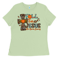 Matcha fall for jesus he never leaves Ladies Tee - CowhideDigitalArt