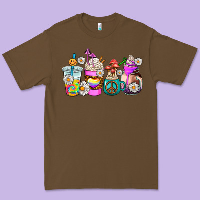 Hippie Coffee Cups Premium Tee Designed By Adodesignshop