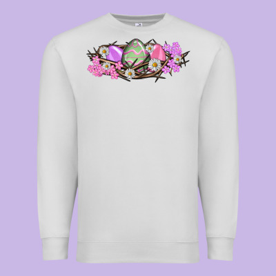 Easter Eggs And Crown Of Thorns Easter Day Premium Sweatshirt Designed By Howdyjamesfarm
