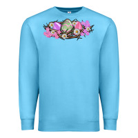 Ocean Blue Easter eggs and crown of thorns Easter Day Premium Sweatshirt - HowdyJamesFarm