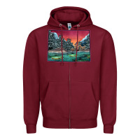Burgundy Colorado Scenery Map Zipper Hoodie - Bettercallsaul