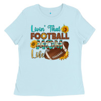 Baby Blue livin' that football mom life Ladies Tee - HRA Design Shop