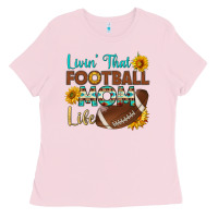 Bubblegum Pink livin' that football mom life Ladies Tee - HRA Design Shop