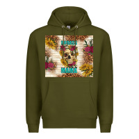Army Green badass mama with flowers Premium Hoodie - TumblerDesignByShophia