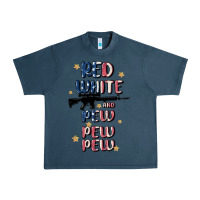 Midnight Navy red white and pew pew pew Urban Heavy Tee - MaliasSmallBusiness