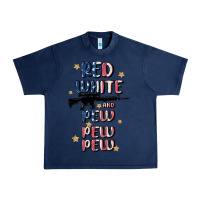 Navy red white and pew pew pew Urban Heavy Tee - MaliasSmallBusiness