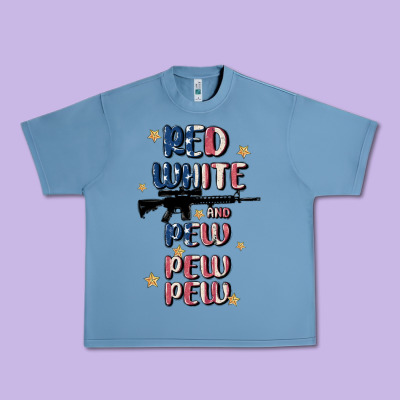 Red White And Pew Pew Pew Urban Heavy Tee Designed By Maliassmallbusiness