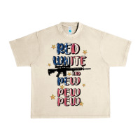 Sandshell red white and pew pew pew Urban Heavy Tee - MaliasSmallBusiness