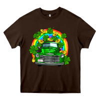 Chocolate Brown st patricks shamrock gold rainbow truck Heavy Core Tee - FaDigitalArtStudio