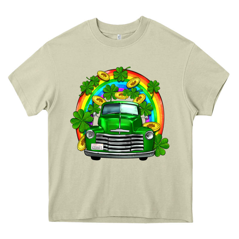 St Patricks Shamrock Gold Rainbow Truck Heavy Core Tee by FaDigitalArtStudio | Teevron