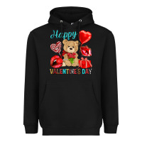 Black happy valentines day Valentine's Day Heavyweight Hoodie - HowdyJamesFarm