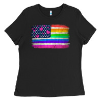 Black american flag and lgbt flag  background Ladies Tee - HRA Design Shop