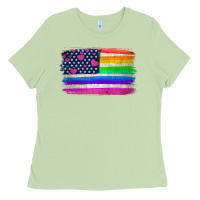 Matcha american flag and lgbt flag  background Ladies Tee - HRA Design Shop