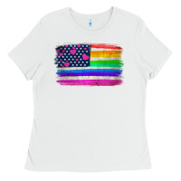 White american flag and lgbt flag  background Ladies Tee - HRA Design Shop