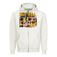 American Softball Dad Zipper Hoodie | Teevron