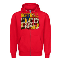 Red American Softball Dad Zipper Hoodie - Bettercallsaul