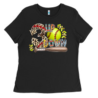Black three up down softball Ladies Tee - RacoonDesign