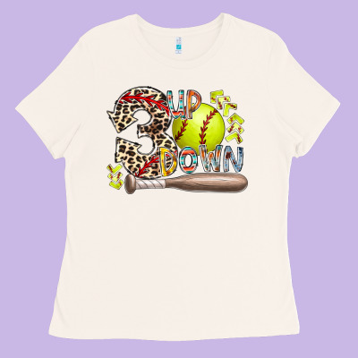 Three Up Down Softball Ladies Tee Designed By Racoondesign