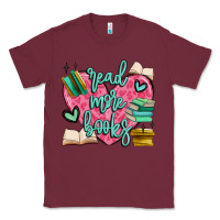 Burgundy read more books Classic Tee - MaliasSmallBusiness
