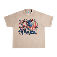 French Oak peace love 'merica Urban Heavy Tee - MaliasSmallBusiness