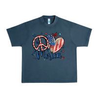 Midnight Navy peace love 'merica Urban Heavy Tee - MaliasSmallBusiness