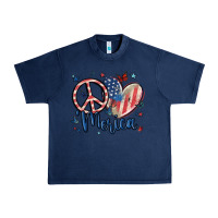 Navy peace love 'merica Urban Heavy Tee - MaliasSmallBusiness