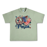 Oil Green peace love 'merica Urban Heavy Tee - MaliasSmallBusiness