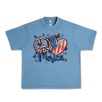 Pebble Blue peace love 'merica Urban Heavy Tee - MaliasSmallBusiness