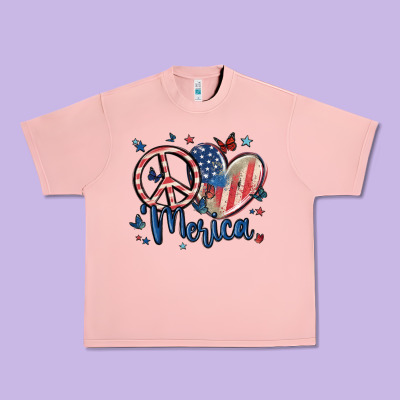 Peace Love 'merica Urban Heavy Tee Designed By Maliassmallbusiness