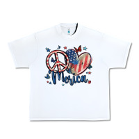 White peace love 'merica Urban Heavy Tee - MaliasSmallBusiness