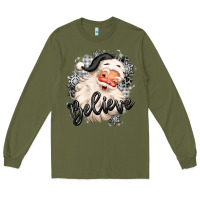 Army Green believe buffalo plaid white christmas santa claus Long Sleeve Tee - MaliasSmallBusiness