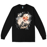 Black believe buffalo plaid white christmas santa claus Long Sleeve Tee - MaliasSmallBusiness