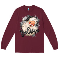 Burgundy believe buffalo plaid white christmas santa claus Long Sleeve Tee - MaliasSmallBusiness