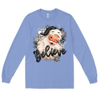 Colony Blue believe buffalo plaid white christmas santa claus Long Sleeve Tee - MaliasSmallBusiness