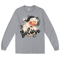 Believe Buffalo Plaid White Christmas Santa Claus Long Sleeve Tee | Teevron
