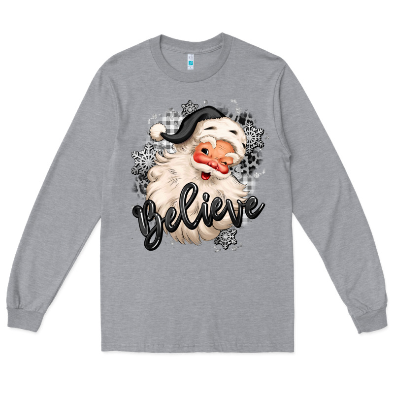 Believe Buffalo Plaid White Christmas Santa Claus Long Sleeve Tee by MaliasSmallBusiness | Teevron