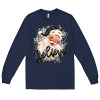 Navy believe buffalo plaid white christmas santa claus Long Sleeve Tee - MaliasSmallBusiness